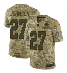 Men's Nike Kansas City Chiefs #27 Larry Johnson Limited Camo 2018 Salute to Service NFL Jersey