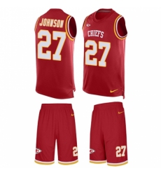 Men's Nike Kansas City Chiefs #27 Larry Johnson Limited Red Tank Top Suit NFL Jersey