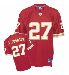 Reebok Kansas City Chiefs #27 Larry Johnson Red Team Color Authentic Throwback NFL Jersey
