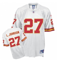 Reebok Kansas City Chiefs #27 Larry Johnson White Replica Throwback NFL Jersey