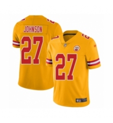 Women's Kansas City Chiefs #27 Larry Johnson Limited Gold Inverted Legend Football Jersey