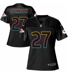 Women's Nike Kansas City Chiefs #27 Larry Johnson Game Black Fashion NFL Jersey