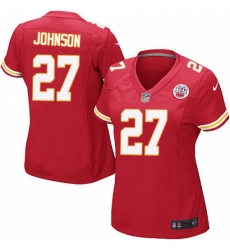 Women's Nike Kansas City Chiefs #27 Larry Johnson Game Red Team Color NFL Jersey