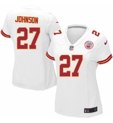 Women's Nike Kansas City Chiefs #27 Larry Johnson Game White NFL Jersey