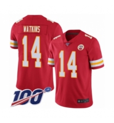 Men's Kansas City Chiefs #14 Sammy Watkins Red Team Color Vapor Untouchable Limited Player 100th Season Football Jersey