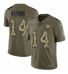 Men's Nike Kansas City Chiefs #14 Sammy Watkins Limited Olive/Camo 2017 Salute to Service NFL Jersey