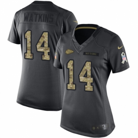 Women's Nike Kansas City Chiefs #14 Sammy Watkins Limited Black 2016 Salute to Service NFL Jersey Women's Nike Kansas City Chiefs #14 Sammy Watkins Limited Black 2016 Salute to Service NFL Jersey