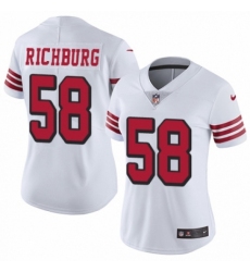 Women's Nike San Francisco 49ers #58 Weston Richburg Limited White Rush Vapor Untouchable NFL Jersey