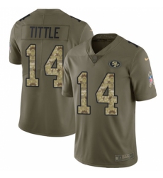 Men's Nike San Francisco 49ers #14 Y.A. Tittle Limited Olive/Camo 2017 Salute to Service NFL Jersey