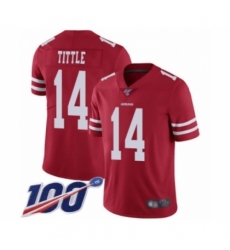 Men's San Francisco 49ers #14 Y.A. Tittle Red Team Color Vapor Untouchable Limited Player 100th Season Football Jersey