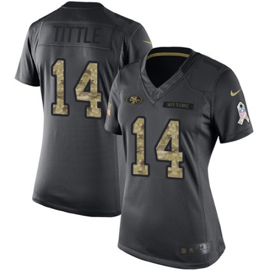 Women's Nike San Francisco 49ers #14 Y.A. Tittle Limited Black 2016 Salute to Service NFL Jersey Women's Nike San Francisco 49ers #14 Y.A. Tittle Limited Black 2016 Salute to Service NFL Jersey