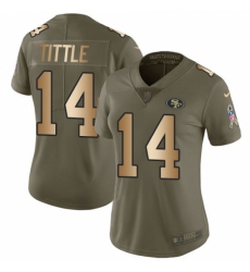 Women's Nike San Francisco 49ers #14 Y.A. Tittle Limited Olive/Gold 2017 Salute to Service NFL Jersey