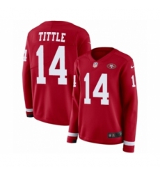 Women's Nike San Francisco 49ers #14 Y.A. Tittle Limited Red Therma Long Sleeve NFL Jersey