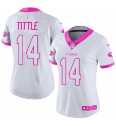 Women's Nike San Francisco 49ers #14 Y.A. Tittle Limited White/Pink Rush Fashion NFL Jersey