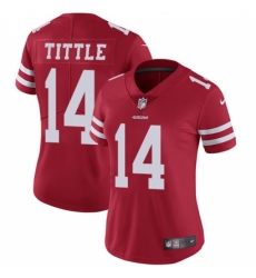 Women's Nike San Francisco 49ers #14 Y.A. Tittle Red Team Color Vapor Untouchable Limited Player NFL Jersey