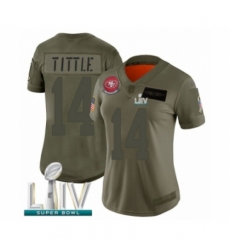 Women's San Francisco 49ers #14 Y.A. Tittle Limited Olive 2019 Salute to Service Super Bowl LIV Bound Football Jersey