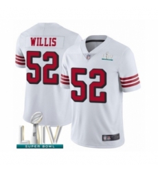 Men's San Francisco 49ers #52 Patrick Willis Limited White Rush Vapor Untouchable Super Bowl LIV Bound Football Jersey
