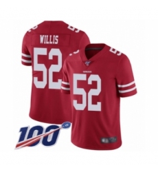 Men's San Francisco 49ers #52 Patrick Willis Red Team Color Vapor Untouchable Limited Player 100th Season Football Jersey