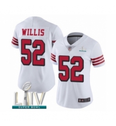 Women's San Francisco 49ers #52 Patrick Willis Limited White Rush Vapor Untouchable Super Bowl LIV Bound Football Jersey