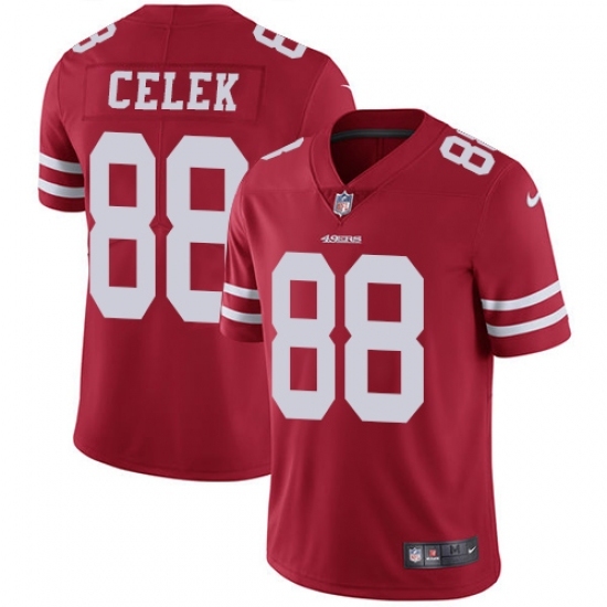 Youth Nike San Francisco 49ers #88 Garrett Celek Red Team Color Vapor Untouchable Limited Player NFL Jersey Youth Nike San Francisco 49ers #88 Garrett Celek Red Team Color Vapor Untouchable Limited Player NFL Jersey