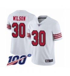 Men's San Francisco 49ers #30 Jeff Wilson Limited White Rush Vapor Untouchable 100th Season Football Jersey