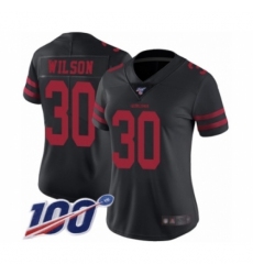 Women's San Francisco 49ers #30 Jeff Wilson Black Vapor Untouchable Limited Player 100th Season Football Jersey
