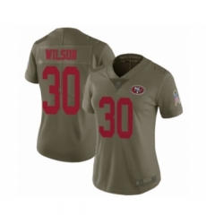 Women's San Francisco 49ers #30 Jeff Wilson Limited Olive 2017 Salute to Service Football Jersey