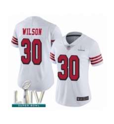 Women's San Francisco 49ers #30 Jeff Wilson Limited White Rush Vapor Untouchable Super Bowl LIV Bound Football Jersey