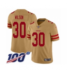 Youth San Francisco 49ers #30 Jeff Wilson Limited Gold Inverted Legend 100th Season Football Jersey