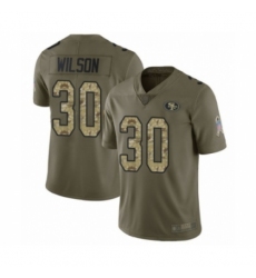 Youth San Francisco 49ers #30 Jeff Wilson Limited Olive Camo 2017 Salute to Service Football Jersey