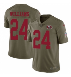 Men's Nike San Francisco 49ers #24 K'Waun Williams Limited Olive 2017 Salute to Service NFL Jersey