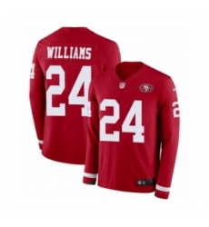 Men's Nike San Francisco 49ers #24 K'Waun Williams Limited Red Therma Long Sleeve NFL Jersey