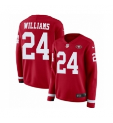 Women's Nike San Francisco 49ers #24 K'Waun Williams Limited Red Therma Long Sleeve NFL Jersey