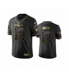 Men's New England Patriots #12 Tom Brady Limited Black Golden Edition Football Jersey