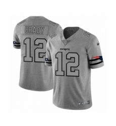 Men's New England Patriots #12 Tom Brady Limited Gray Team Logo Gridiron Football Jersey