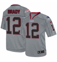 Men's Nike New England Patriots #12 Tom Brady Elite Lights Out Grey NFL Jersey