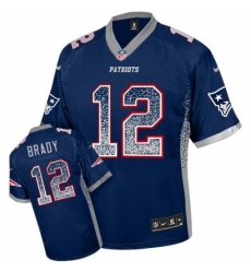 Men's Nike New England Patriots #12 Tom Brady Elite Navy Blue Drift Fashion NFL Jersey