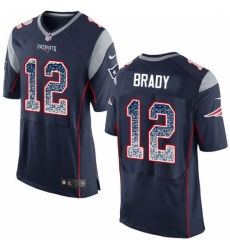 Men's Nike New England Patriots #12 Tom Brady Elite Navy Blue Home Drift Fashion NFL Jersey