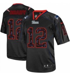 Men's Nike New England Patriots #12 Tom Brady Elite New Lights Out Black NFL Jersey