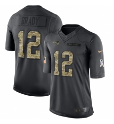 Men's Nike New England Patriots #12 Tom Brady Limited Black 2016 Salute to Service NFL Jersey