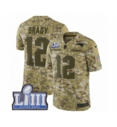 Men's Nike New England Patriots #12 Tom Brady Limited Camo 2018 Salute to Service Super Bowl LIII Bound NFL Jersey