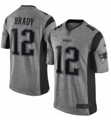 Men's Nike New England Patriots #12 Tom Brady Limited Gray Gridiron NFL Jersey