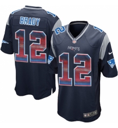 Men's Nike New England Patriots #12 Tom Brady Limited Navy Blue Strobe NFL Jersey
