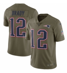 Men's Nike New England Patriots #12 Tom Brady Limited Olive 2017 Salute to Service NFL Jersey