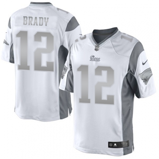 Men's Nike New England Patriots #12 Tom Brady Limited White Platinum NFL Jersey Men's Nike New England Patriots #12 Tom Brady Limited White Platinum NFL Jersey