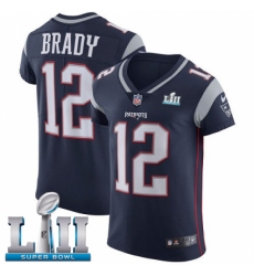 Men's Nike New England Patriots #12 Tom Brady Navy Blue Team Color Vapor Untouchable Elite Player Super Bowl LII NFL Jersey