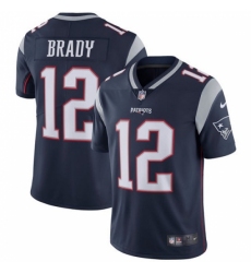 Men's Nike New England Patriots #12 Tom Brady Navy Blue Team Color Vapor Untouchable Limited Player NFL Jersey