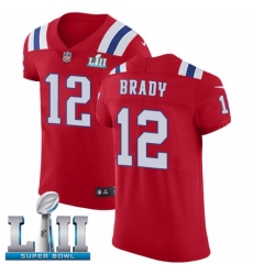 Men's Nike New England Patriots #12 Tom Brady Red Alternate Vapor Untouchable Elite Player Super Bowl LII NFL Jersey