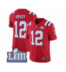Men's Nike New England Patriots #12 Tom Brady Red Alternate Vapor Untouchable Limited Player Super Bowl LIII Bound NFL Jersey