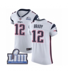 Men's Nike New England Patriots #12 Tom Brady White Vapor Untouchable Elite Player Super Bowl LIII Bound NFL Jersey